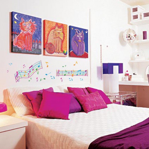 Adesivo de parede Adesivo de Parede Notas Musicais Coloridas