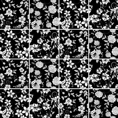 Adesivo de parede Adesivo para Azulejo Floral Black