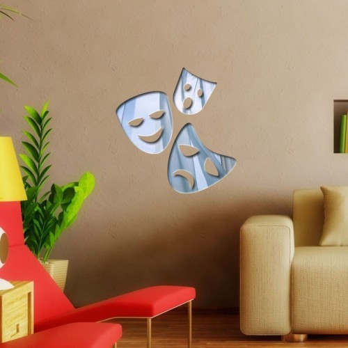 Adesivo de parede Espelho Decorativo Máscaras