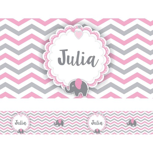 Adesivo de parede Faixa de Parede Chevron Elefante Girl