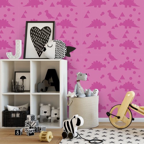 Adesivo de parede Papel de Parede Dino Pink
