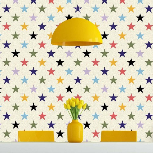 Adesivo de parede Papel de Parede Estrelas Coloridas