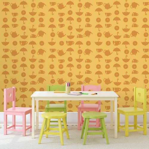 Adesivo de parede Papel de Parede Hora do Chá Orange