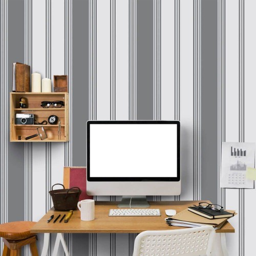 Adesivo de parede Papel de Parede Listras Gray Light
