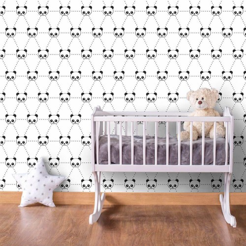 Adesivo de parede Papel de Parede Panda Grid