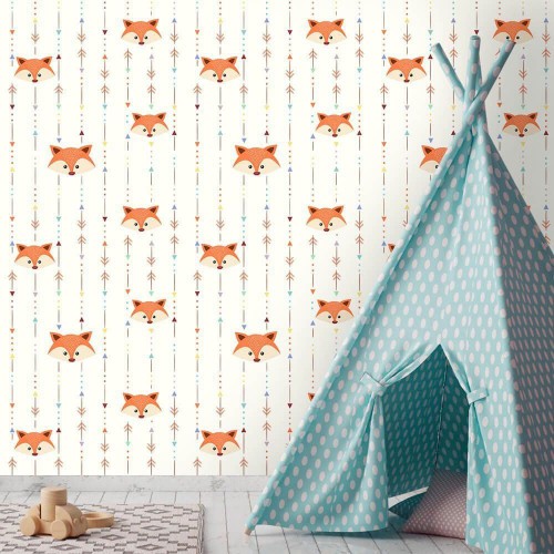 Adesivo de parede Papel de Parede Raposa Etnic