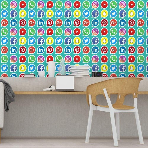 Adesivo de parede Papel de Parede Redes Sociais