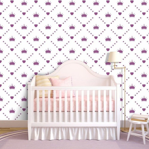 Adesivo de parede Papel de Parede Tiara da Princesa Purple