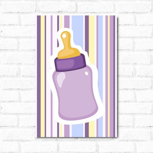 Adesivo de parede Placa Decorativa Mamadeira Lilás