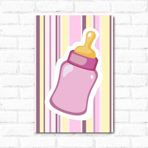 Adesivo de parede Placa Decorativa Mamadeira Rosa