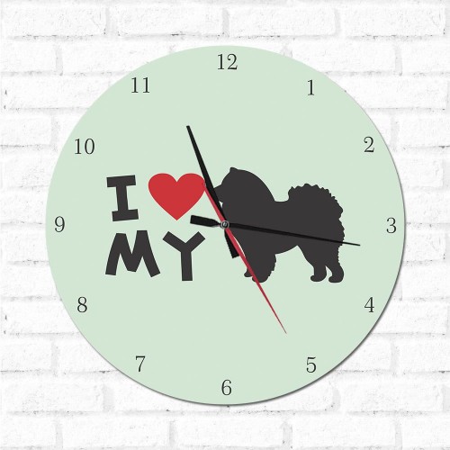 Adesivo de parede Relógio Decorativo I love My Chow Chow