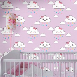 Papel de Parede Nuvens Cute Lilás